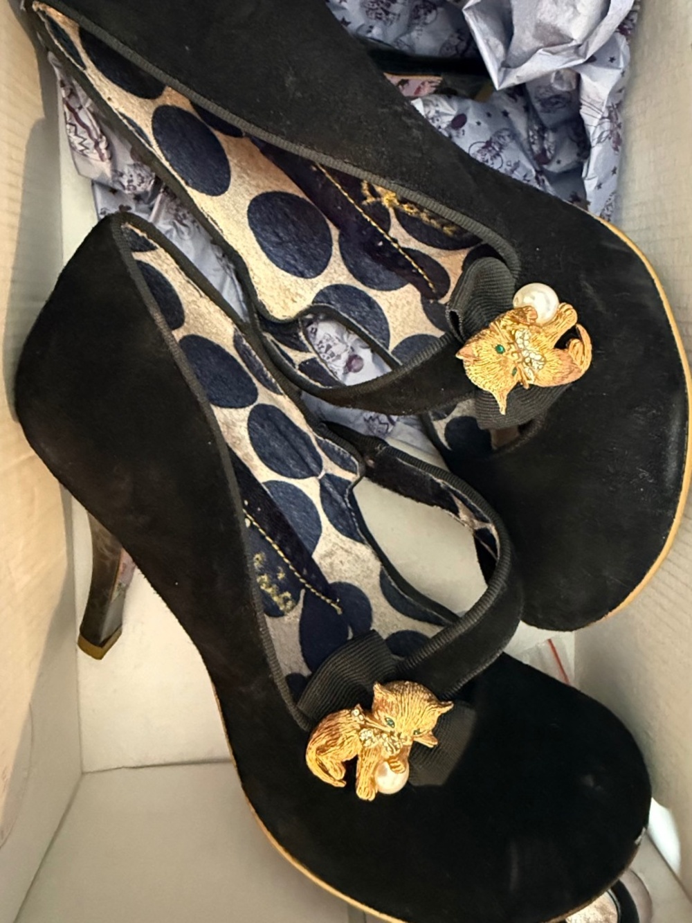 Irregular Choice Purple Rains Golden Kitten Heels